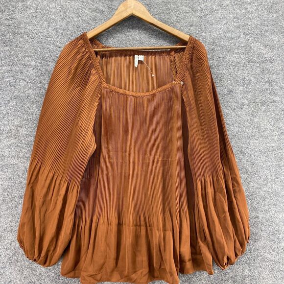 Cato Rust Pleated Blouse - Picture 3 of 9